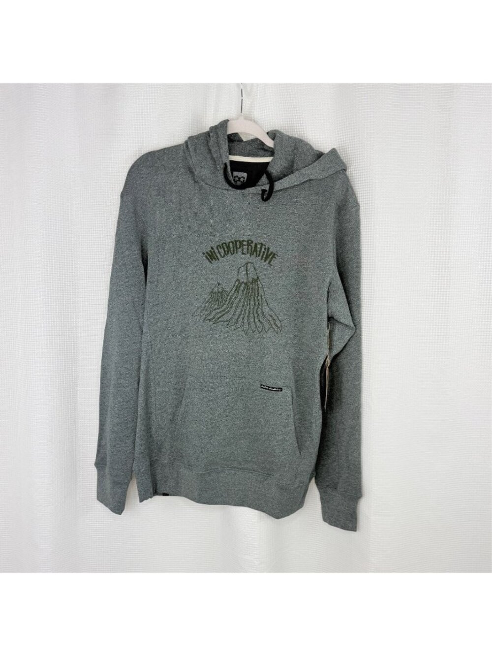 iNi Cooperative Mens Hoodie Mountain Tops Size M Green Graphic Organic Cotton